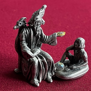 Zauberer-Figur, Zauberlehrling, Gallo Fine Pewter, Zinn-Zauberer, Kristallkugel, Gallo-Zauberer, Miniaturzauberer, Mini-Zauberer, Zaubererkunst