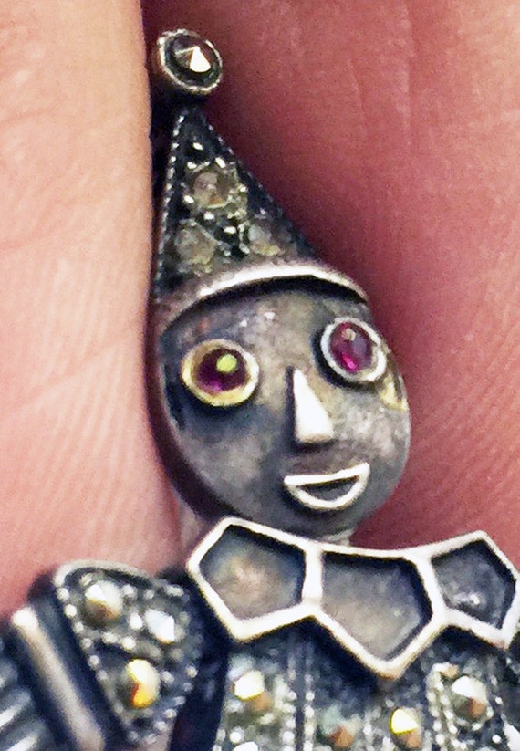 Clown Pendant, Marcasite Necklace, Clown Necklace… - image 2