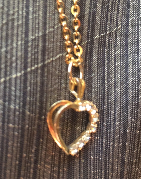 Gold Heart Pendant, Zirconia Pendant, Heart Penda… - image 4