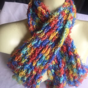 Rainbow Scarf, Colorful Scarf, Soft Scarf, Multi Color Scarf, Rainbow Fuzzy Scarf, Rainbow Fuzzy Scarf, Fuzzy Scarf, Bright Color Scarf