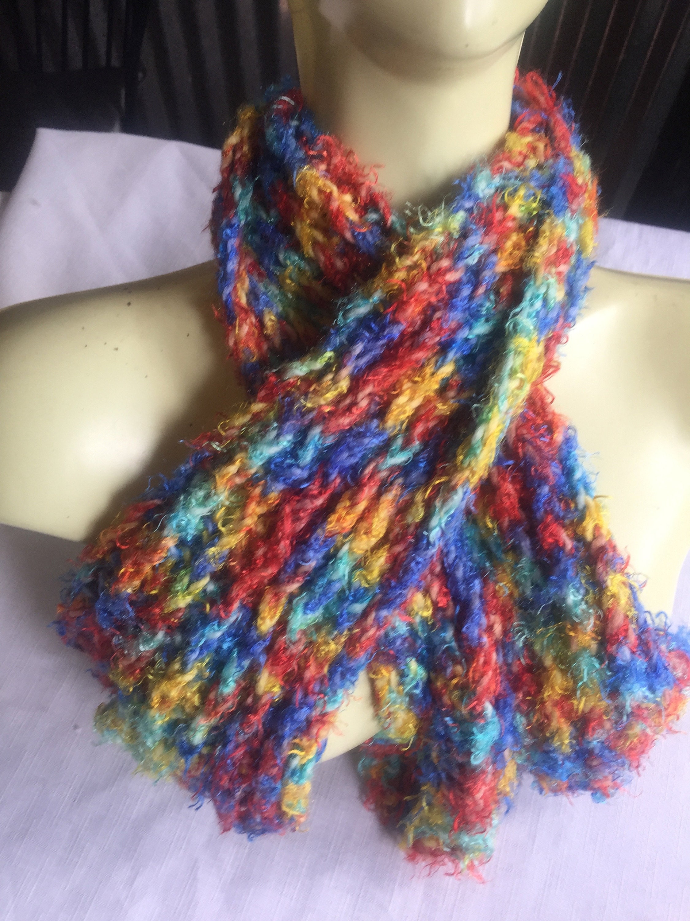 Rainbow Scarf, Colorful Scarf, Soft Scarf, Multi Color Scarf, Rainbow Fuzzy Scarf, Rainbow Fuzzy Scarf, Fuzzy Scarf, Bright Color Scarf