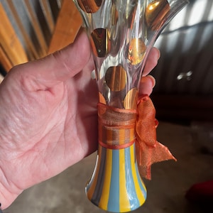 Blown Glass Vase, Glass Art Vase, Painted Vase, Gilt Vase, Heavy Floral Vase, Fancy Vase, Art Vase, Floral Vase, Flower Art Vase, Color Vase