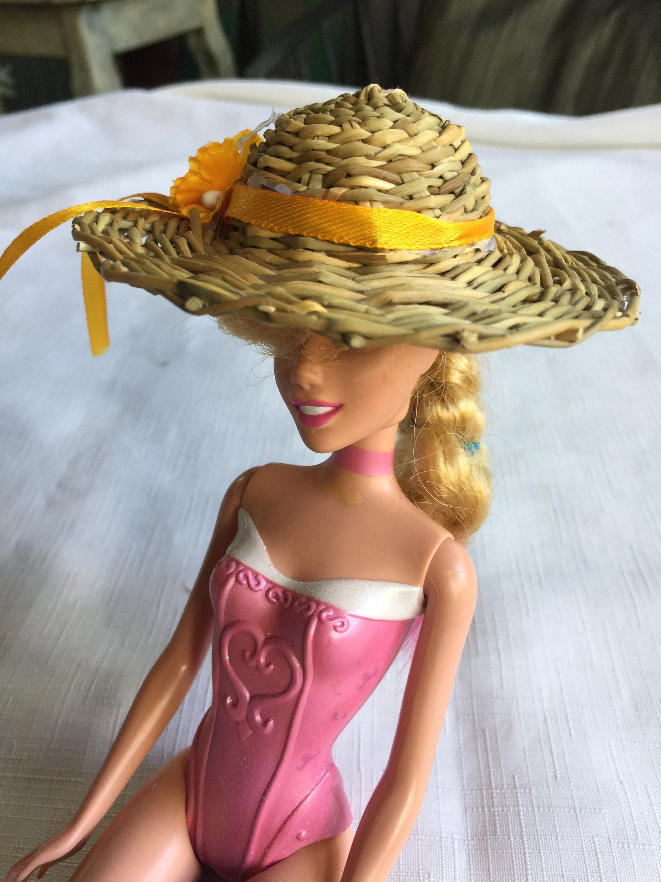 Barbie Hat, Barbie Straw Hat, Barbie Accessory, Barbie Summer,barbie  Collection,barbie Wardrobe,barbie Doll Hat,barbie Fashion,barbie Picnic 