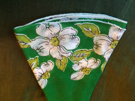 Green Hankie, Green Handkerchief, Pocket Hankie, … - image 1