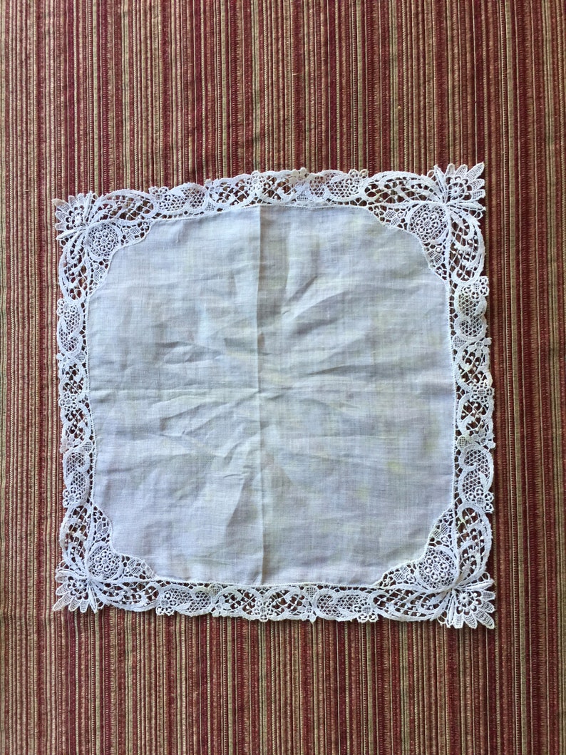 Retro White Lace Hankie Bridal Handkerchief Embroidered 60s - Etsy