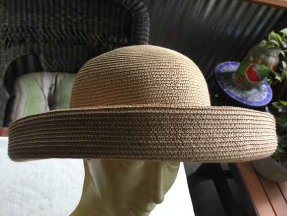Straw Sun Hat - Natural Beige Natural Straw Sun Hat Front Side Brim Beige Tan Color | eBay main image 2