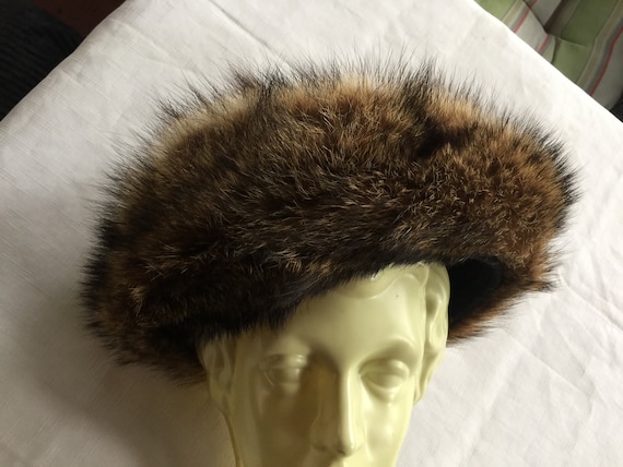 Vintage Saks Fifth Avenue Fur Hat with Leather Bow Vintage 1950s Brown Fur Hat in Classic Round | RareJule  main image 4