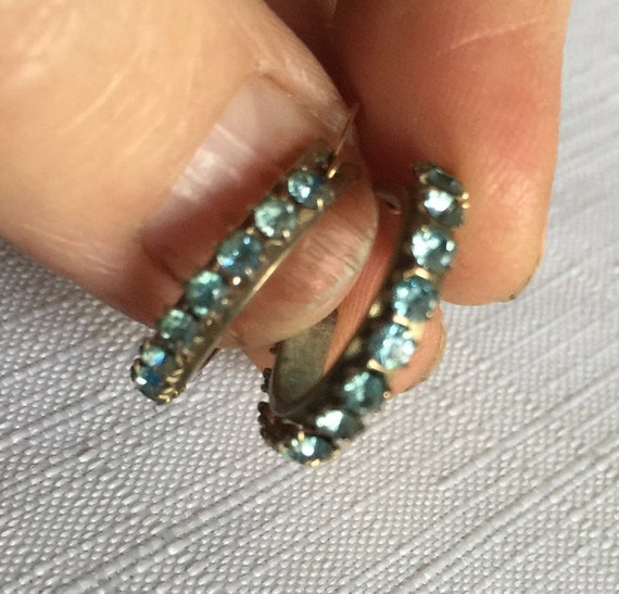 Dainty Blue Earring,Blue Rhinestone,Blue Earring,D
