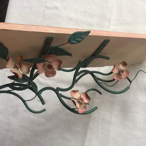 Flower Wire Shelf, Wood Wire Shelf, Pink Decor, Jewelry Rack, Shelf, Flower Decor, Pink Shelf, Flower Shelf, Jewelry Holder, Wall Shelf