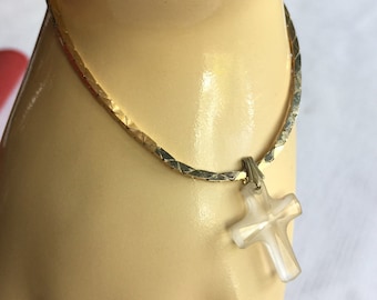 Bracciale croce d'oro, bracciale croce, bracciale incrociato croce, braccialetto croce di vetro, braccialetto religioso, bracciale cristiano, gioielli croce