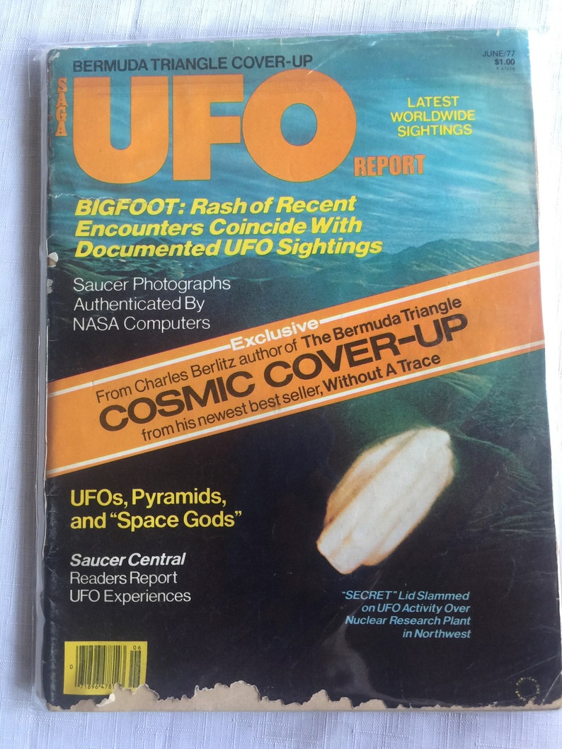 UFO Retro Magazine, 70s UFO Magazine, Bigfoot, Retro UFO, Ufo Magazine, Collectible Ufo, Ufo Gift, Ufo Research, Ufo Library, Ufo Book UFO Report June 77