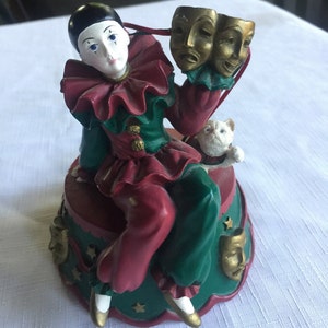 Music Box, Harlequin Figurine, Novelty Music Box, Clown Music Box, Jester Music Box, Jester Figurine, Harlequin Art, Harlequin, Pierrot