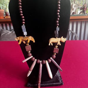 Africa Necklace, Exotic Necklace, Shell Necklace, Tropical Necklace, Animal Necklace, Jungle Necklace, Tribal Necklace, Rhino Necklace