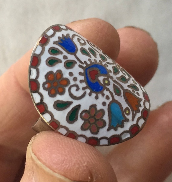 Enamel Ring, One Size Ring, Multi Color Ring, Adj… - image 6
