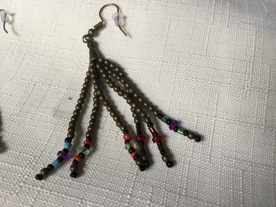 Boho Bead Earring, Bead Dangle Earring, Bronze Ea… - image 7