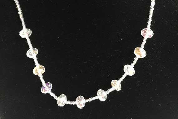 Clear Bead Necklace, Clear Stone Necklace, Clear Crystal Necklace, Clear Necklace, Clear Faceted Necklace, Bridal Necklace, Wedding Necklace