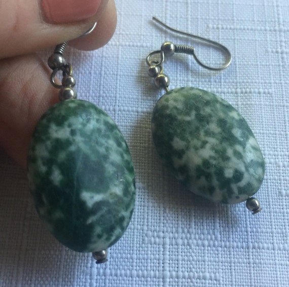 Green Stone Earring, Green Stone Drop, Green Ston… - image 4