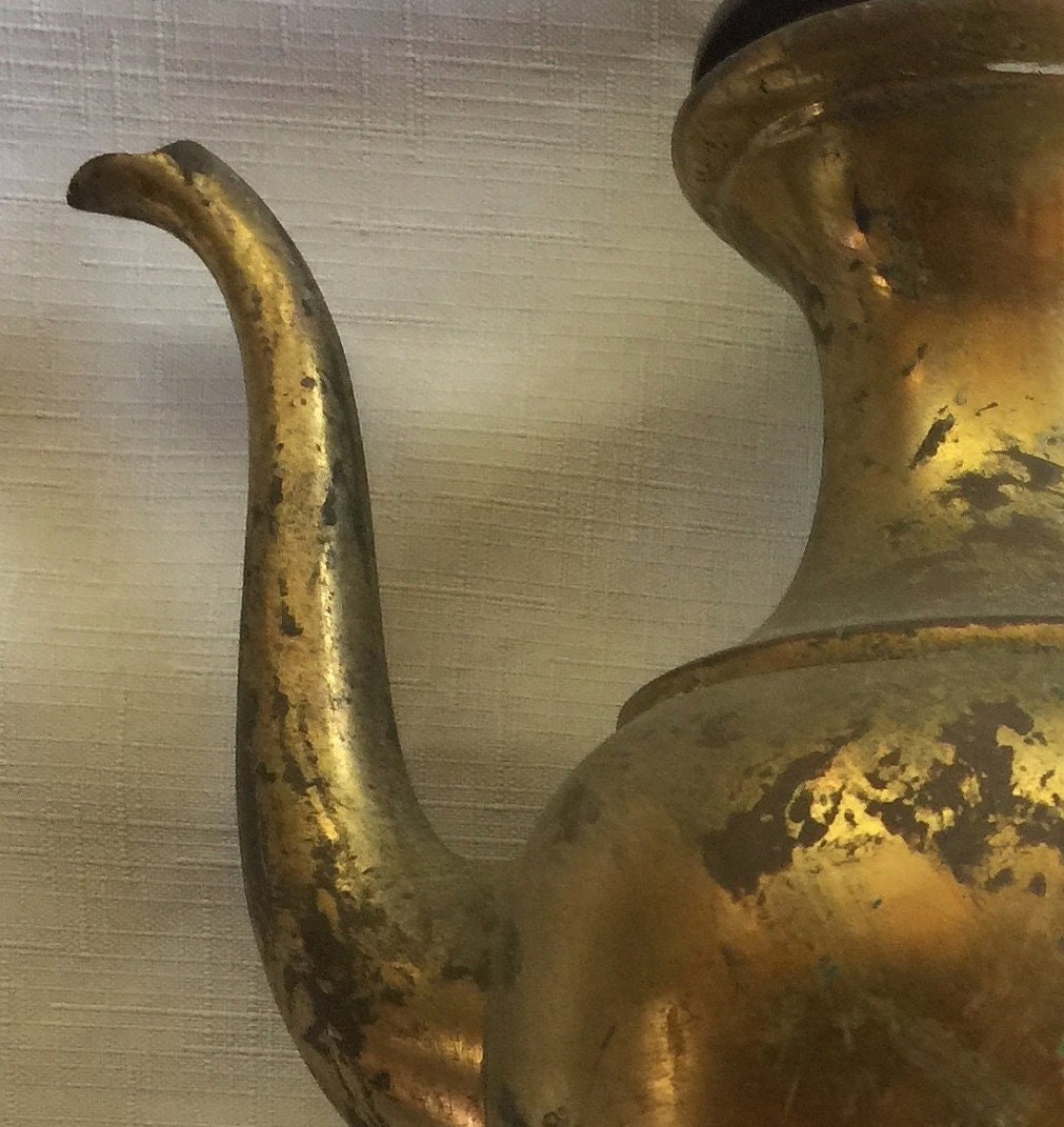 Brass Vase Brass Teapotindia Teapotrustic Teapotantique Etsy