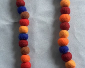 Multi Color Necklace, Fabric Bead Necklace, Felt Bead Necklace, Multi Color Beads, Felt Jewelry, Felt Necklace, Felt Beads, Colorful Beads