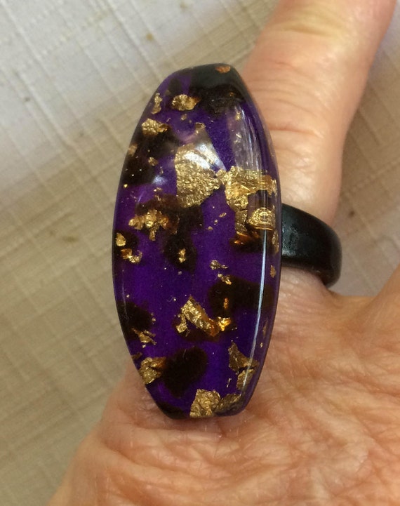 Resin Ring, Purple Ring, Purple Gold Ring, 70 Rin… - image 5