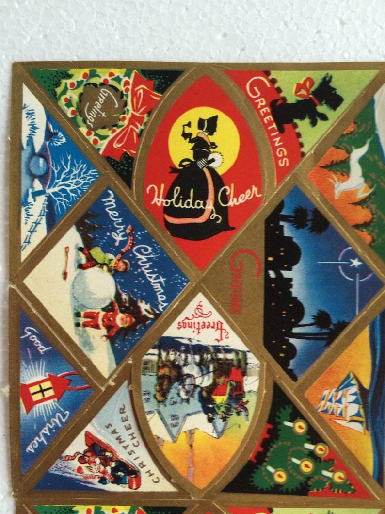 Xmas Ephemera Christmas Stickers Antique Christmas Label Antique Christmas Sticker Christmas Ephemera Xmas Stickers 40s Christmas