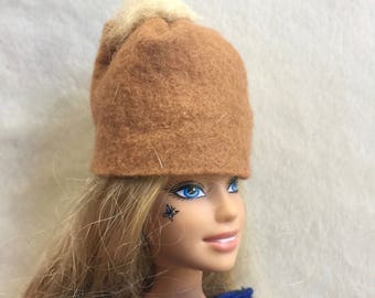 Barbie Hat,Barbie Cap,Barbie Accessory,Barbie Winter,Barbie Felt Hat,Barbie Brown Hat,Barbie Collection,Barbie Wardrobe,Barbie Gift,
