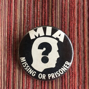 Political Pin, MIA Pow, Political Memorabilia, Political Pinback Button, Political Item, MIA Button, Political Button, Vintage Political Pin
