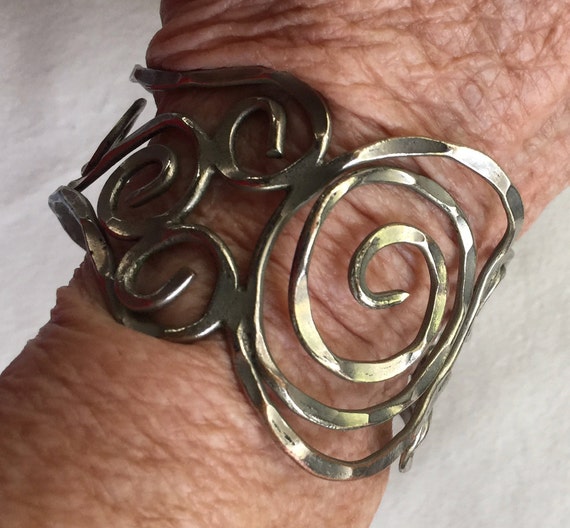 Hammer Silver Cuff, Silver Cuff, Primitive Bracel… - image 8