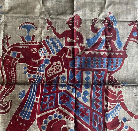 India Silk Scarf, Elephant Scarf, Exotic Scarf, G… - image 9