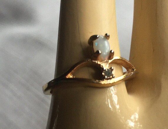Opal Diamond Ring, Opal Pinkie Ring, Opal Pinky R… - image 9