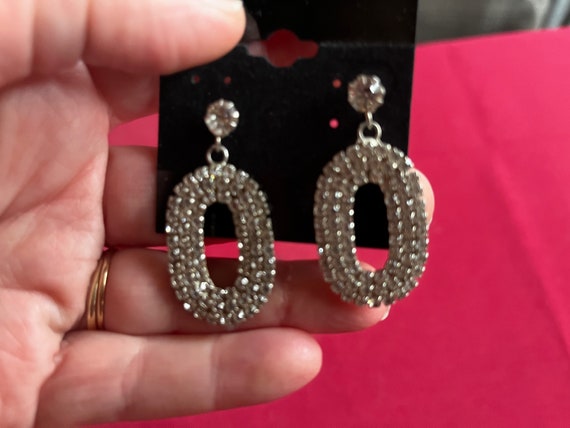 Geometric Dangle, Geometric Earring, Rhinestone E… - image 7