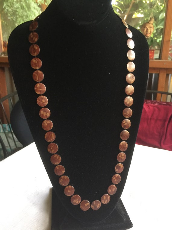 Brown Bead, Brown Necklace, Wood Beads, Long Brow… - image 2