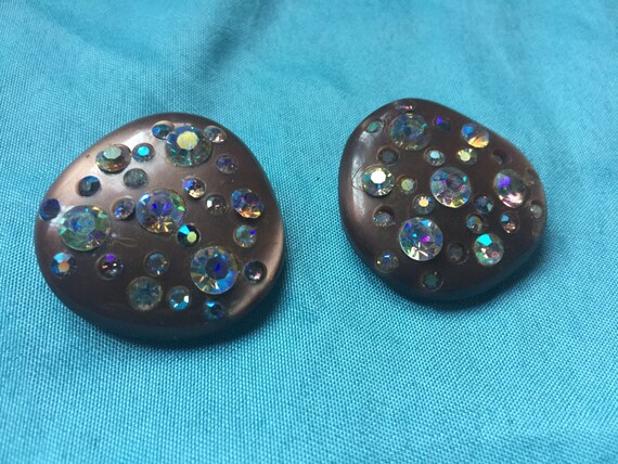 Brown Earring, Brown Sparkle, Aurora Earring, Ret… - image 3