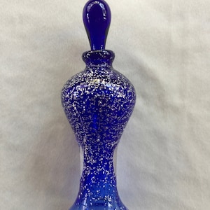 Blue Perfume Bottle, Tall Blue Perfume, Art Glass Perfume, Perfume Bottle, Perfume Bottle Stopper, Blue Bottle, Tall Blue Bottle, Vanity