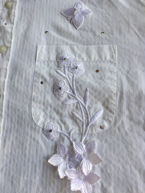 Flower Petal Blouse （ホワイト） ZXSXSY Women Floral Print Petal Short Sleeve Notch V Neck
