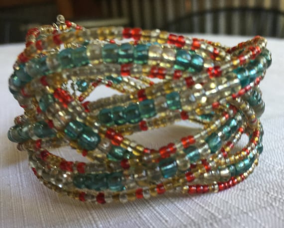 Multi-color Bracelet, Intricate Bracelet, Strand Bead Cuff, Multi Strand Bracelet, Multi Strand Cuff, Seed Bead Cuff, Seed Bead Bracelet
