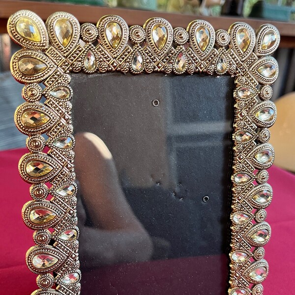 Beaded Frame, Photo Frame, Sparkle Frame, Artisan Frame, Embellished Frame, Jeweled Frame, Tabletop Frame, Elegant Frame, Freestanding Frame