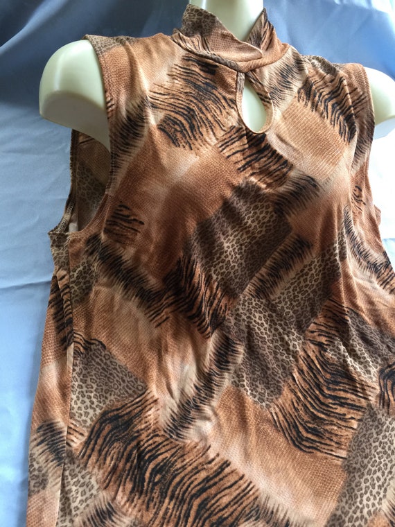 Brown Top, Sleeveless Brown Top, Brown Print Top,… - image 8