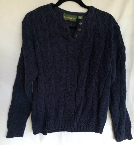 Large Navy Pullover, Cable Knit Sweater, Cable Kni