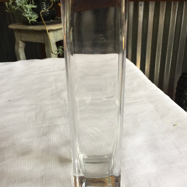 Clear Glass Vase, Clear Retro Vase, Clear Tall Vase, Skinny Vase, Clear Blown Vase, Clear Vase, Transparent Vase, Heavy Vase, Blown Vase