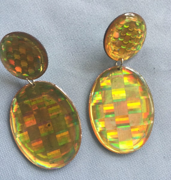60s Earring, 60 Dangle Earring,Mod Earring,Gold Da