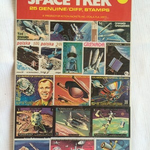 May include: A collection of 25 space-themed stamps from various countries, including Grenada, Poland, Dominica, Nicaragua, and the United Arab Emirates. The stamps feature images of rockets, astronauts, satellites, and planets.