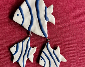 Fish Pin, Fish Brooch, Angel Fish Pin, Angel Fish Brooch, Tropical Fish Pin, Retro Fish Pin, Large Pin, Oversize Pin, Fish Jewelry, Big Pin