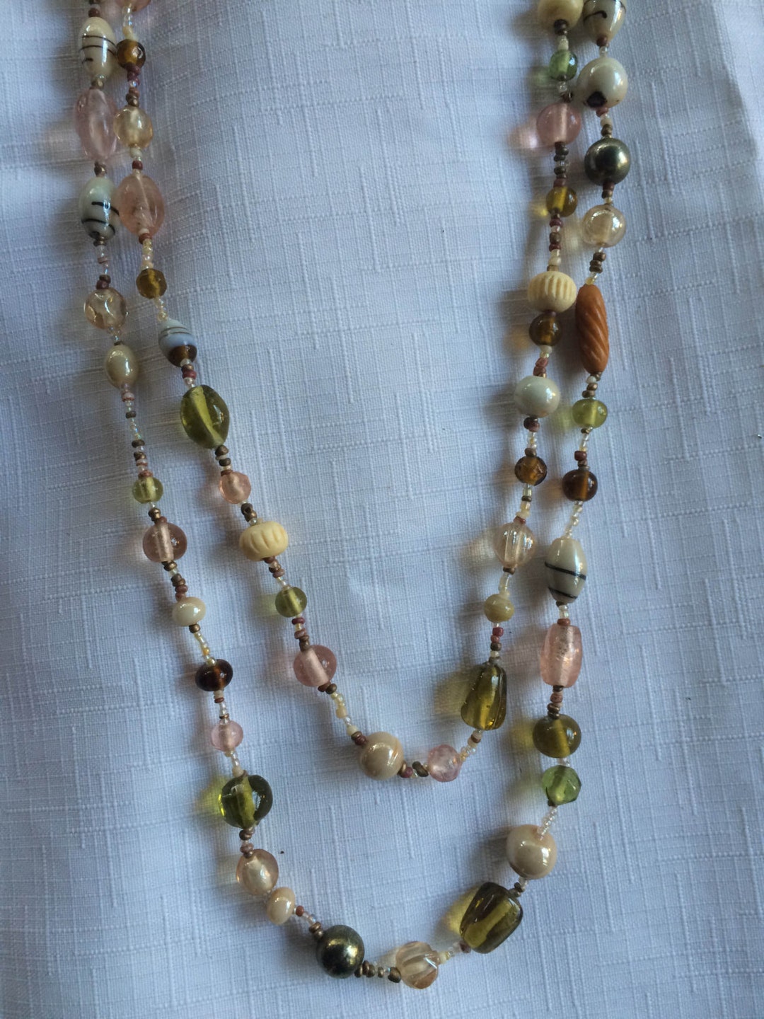 Glass Bead Necklace Brown Bead Necklace Brown Necklace Fall Etsy