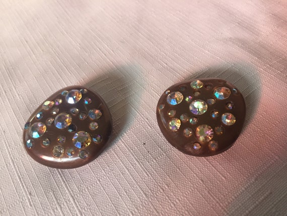 Brown Earring, Brown Sparkle, Aurora Earring, Ret… - image 2