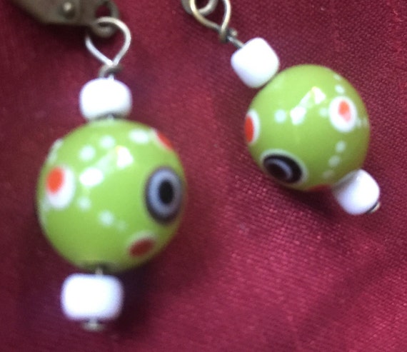 Green Bead Earring, Lime Green  Earring, Green Da… - image 4