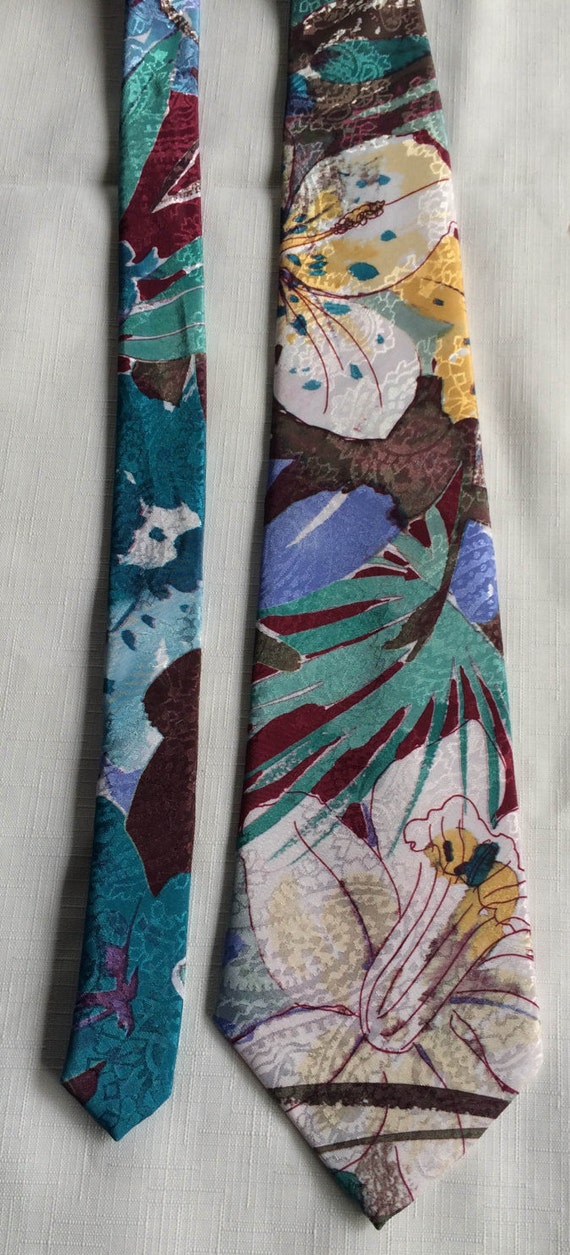 Floral Necktie, Halston Necktie, Multi Color Neck… - image 3