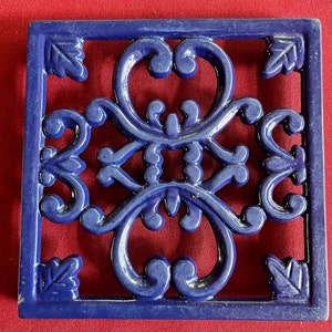 Heavy Blue Trivet, Heavy Trivet, Cobalt Trivet, Cast Iron Trivet, Blue Trivet, Dark Blue Trivet, Kitchen Decor, Cook Gift, Blue Kitchen,