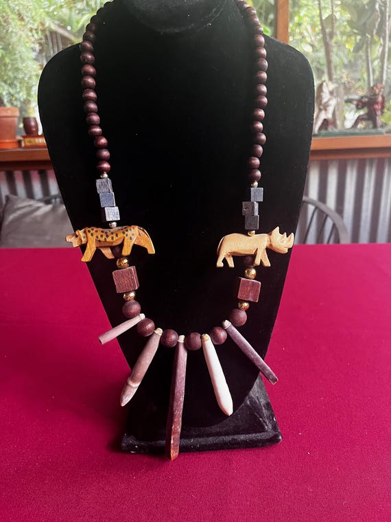 Africa Necklace, Exotic Necklace, Shell Necklace, Tropical Necklace, Animal Necklace, Jungle Necklace, Tribal Necklace, Rhino Necklace View 6