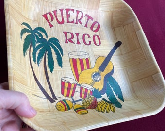 Puerto Rico Plate, Bamboo Serving, Bamboo Plate, Latino Decor, Puerto Rico Decor, Bamboo Dish, Square Plate, Latino Serving, Latino Kitchen